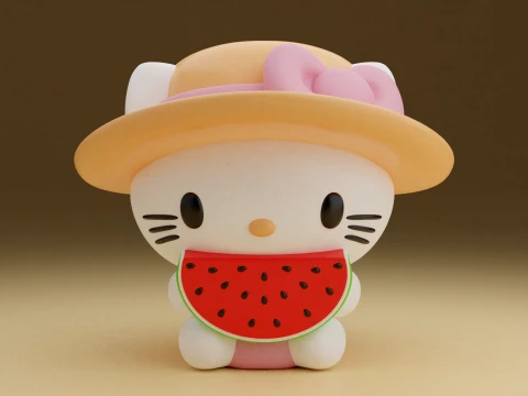 Hello kitty sanrio and watermelon 3D Print Model