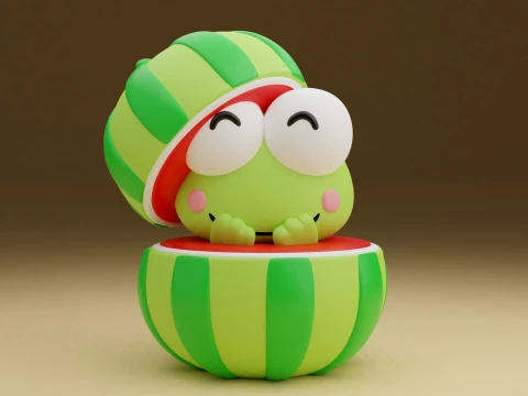 Keroppi sanrio and watermelon 3D Print Model