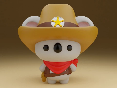Cowboy koala 3D Print Model
