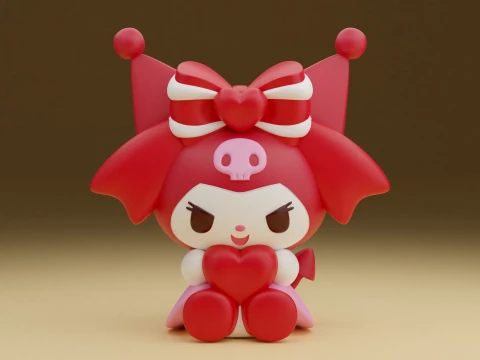 Kuromi sanrio valentine 3D Baskı Modeli