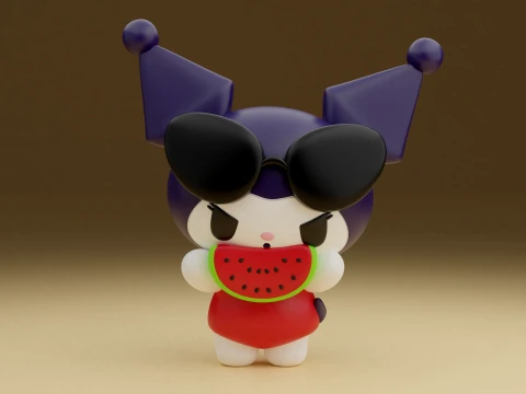 Kuromi sanrio and watermelon 3D printmodel