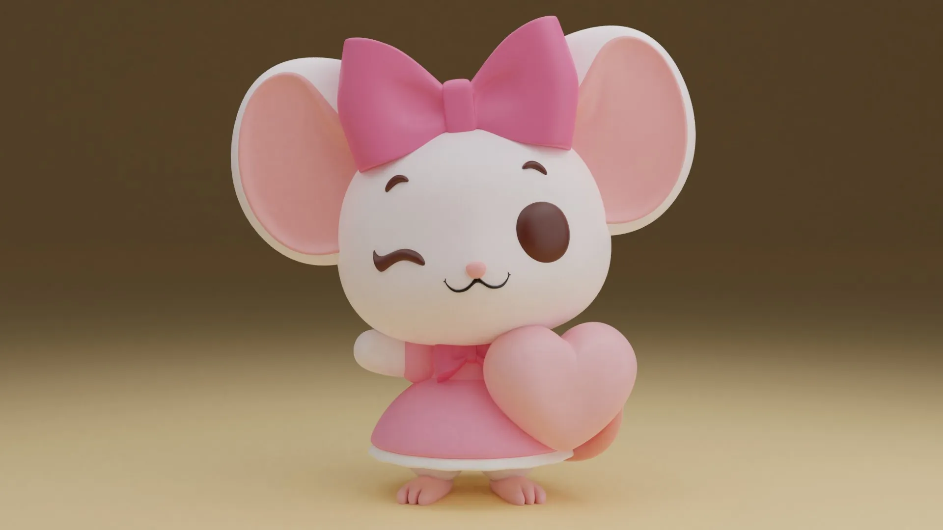 Mouse valentine 3D Print Model .c4d .max .obj .3ds .fbx .stl .blend 
