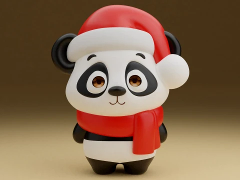Panda christmas 3D Print Model