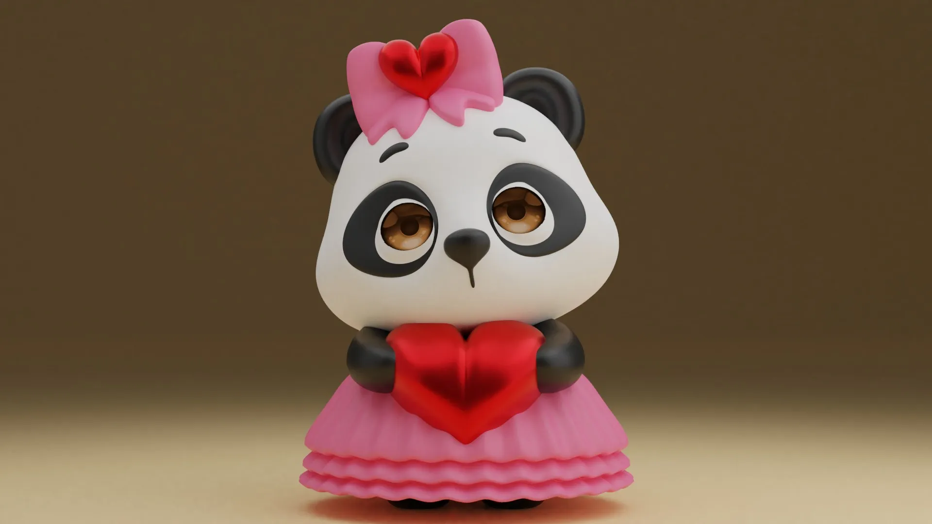 Panda valentine 3D Print Model .c4d .max .obj .3ds .fbx .stl .blend 