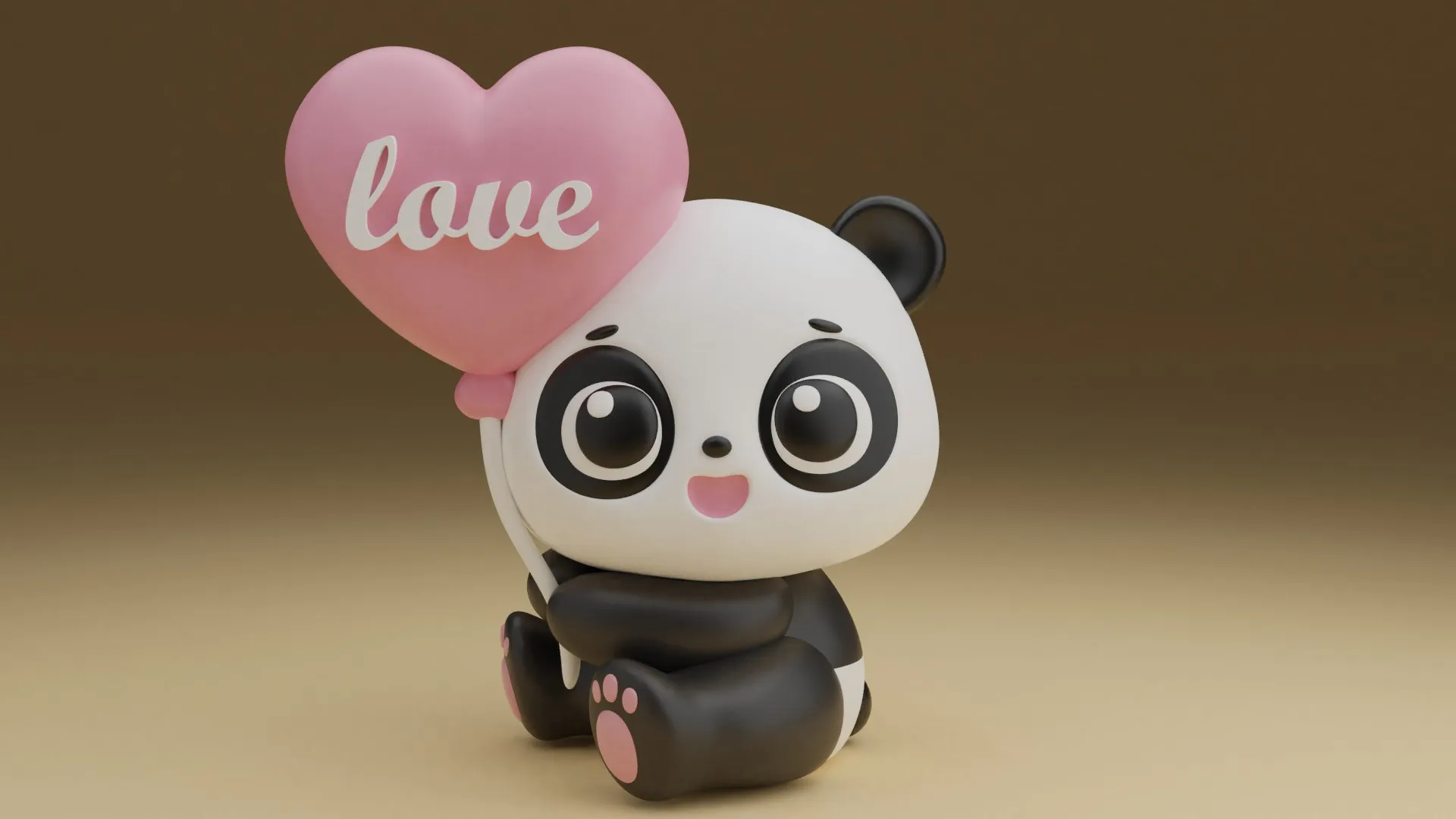 Panda valentine 3D Print Model .c4d .max .obj .3ds .fbx .stl .blend 