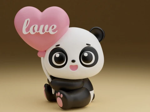 Panda valentine Modello di stampa 3D