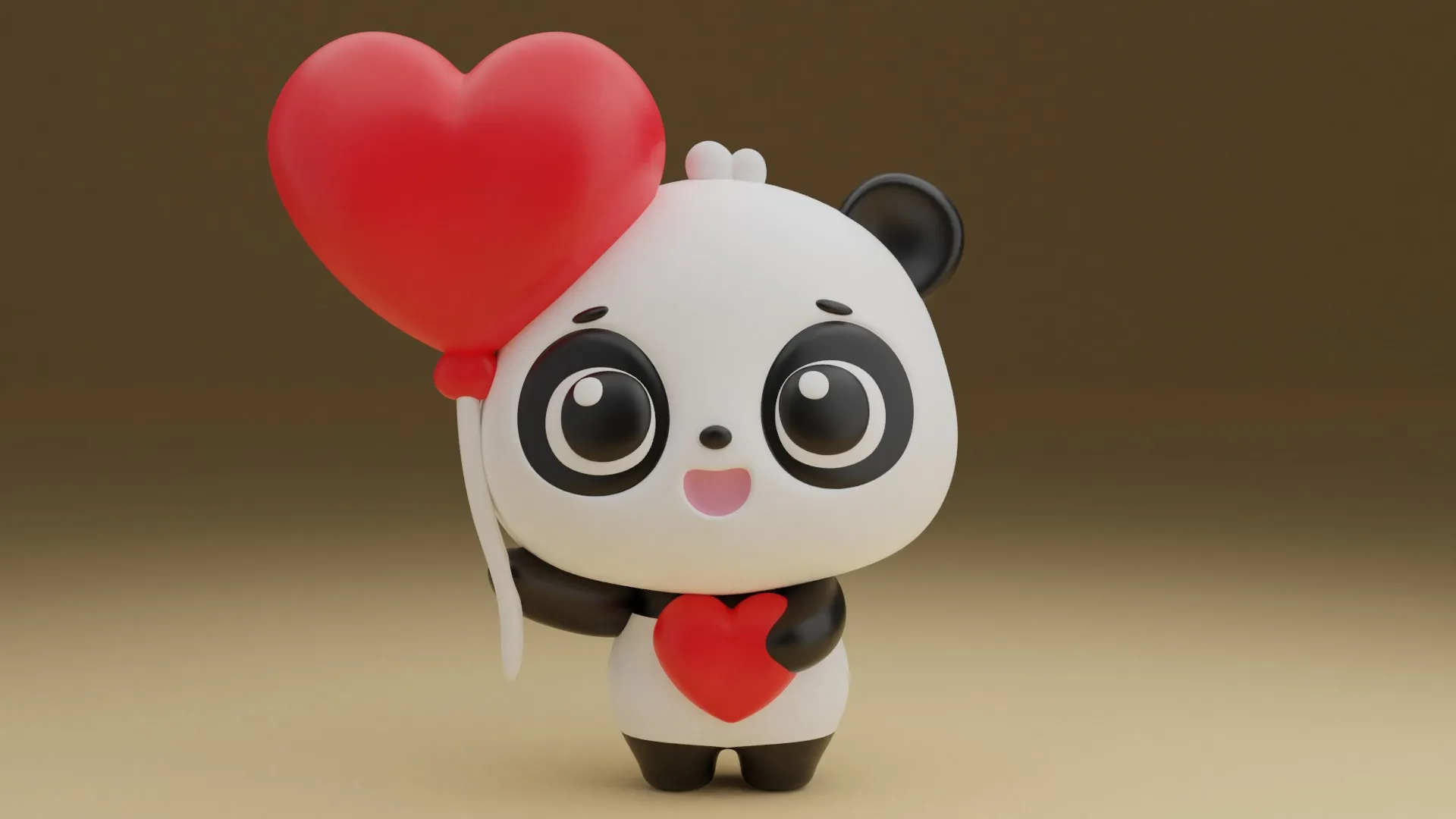 Panda valentine 3D Print Model .c4d .max .obj .3ds .fbx .stl .blend 