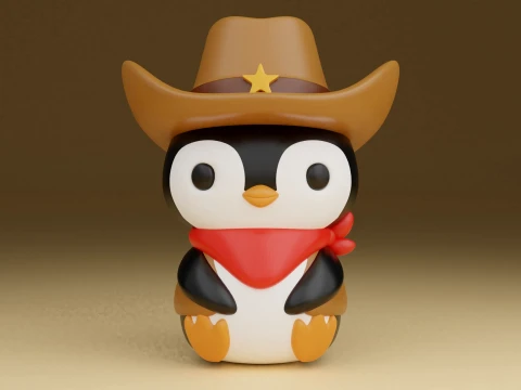 Penguin cowboy Modello di stampa 3D
