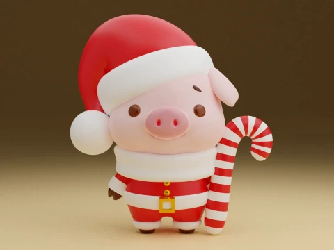 Pig christmas Modello di stampa 3D