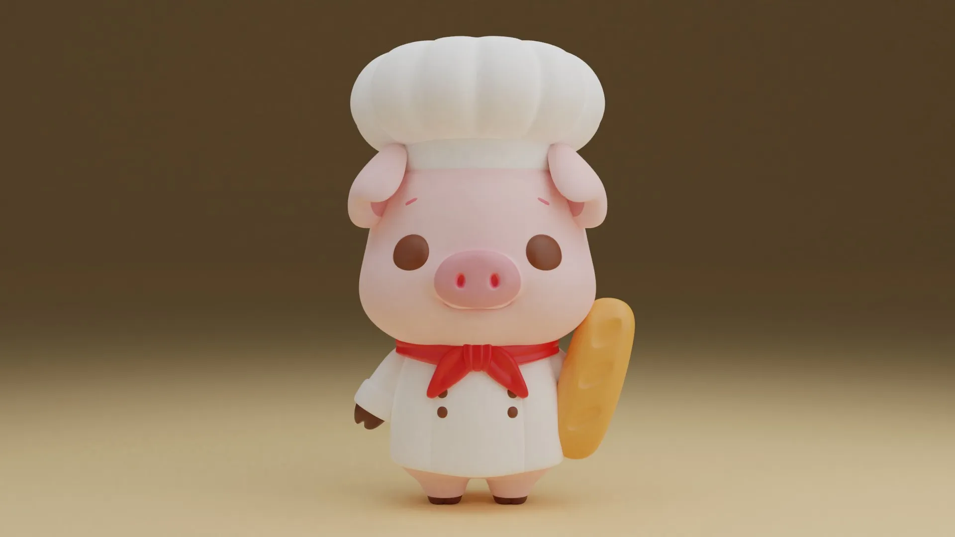Chef pig 3D Print Model .c4d .max .obj .3ds .fbx .stl .blend 