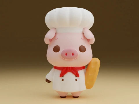 Chef pig 3Dプリントモデル