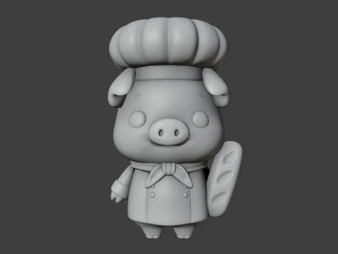Chef pig 3D Print Model