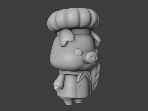 Chef pig 3D Print Model