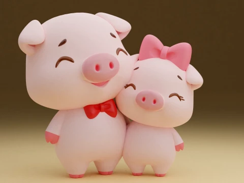 Pig valentine 3D Druckmodell
