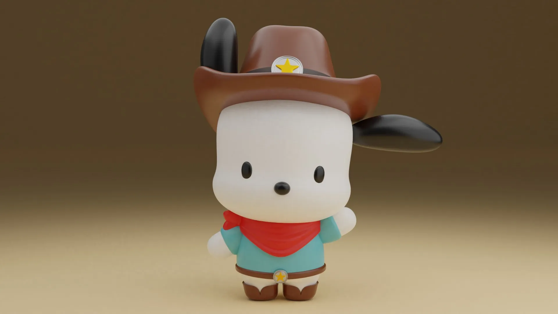 Pochacco sanrio cowboy 3D Print Model .c4d .max .obj .3ds .fbx .stl .blend 