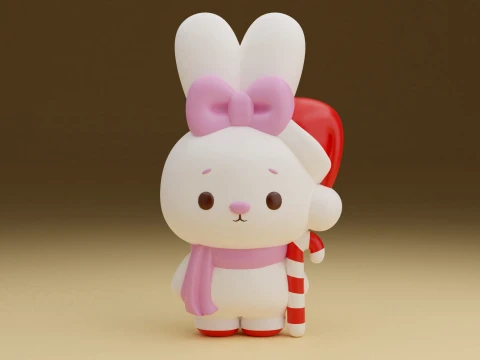 Christmas rabbit 3D Print Model