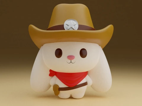 Cowboy rabbit 3D Print Model