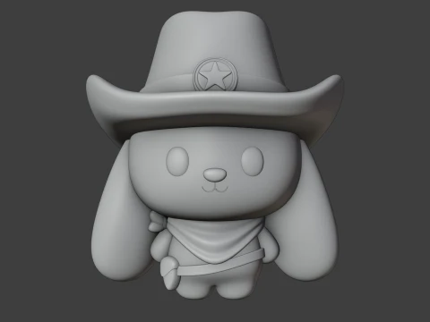 Cowboy rabbit 3D Print Model