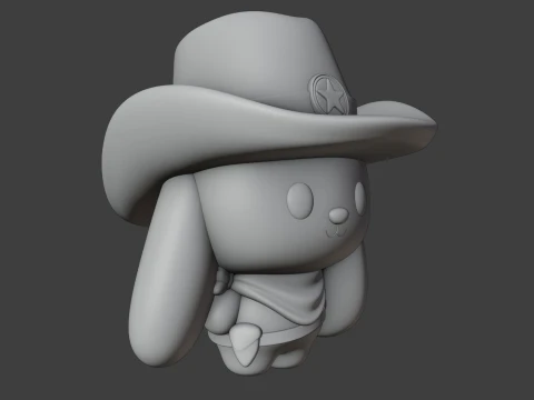 Cowboy rabbit 3D Print Model