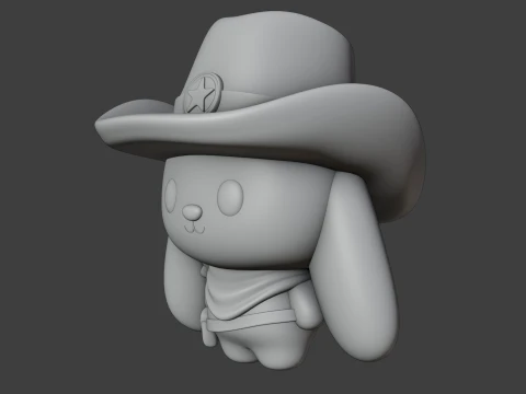 Cowboy rabbit 3D Print Model