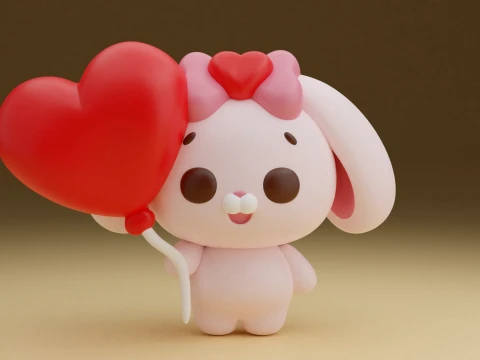Valentine rabbit 3D Print Model
