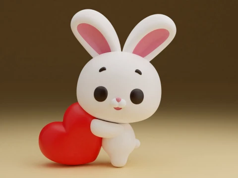 Valentine rabbit 3D Print Model