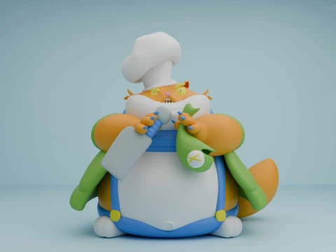 Chat chef Modèles 3D en vedette