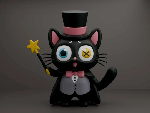 Chat d'Halloween Modèles 3D en vedette