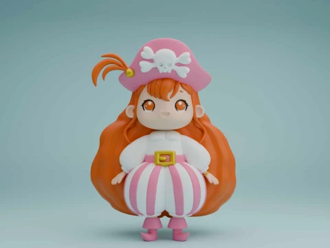 海盗女孩 3D 打印模型