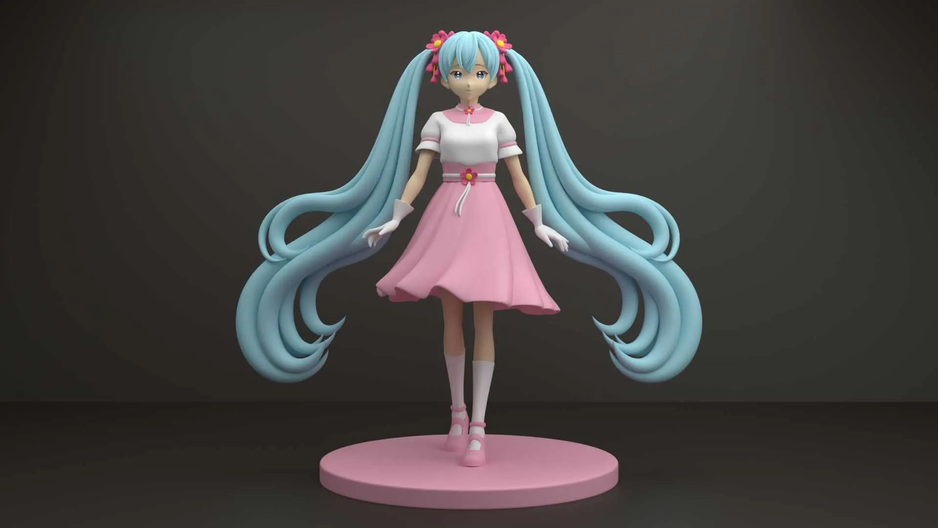 Hatsune miku 3D Print Model .c4d .max .obj .3ds .fbx .stl .blend 