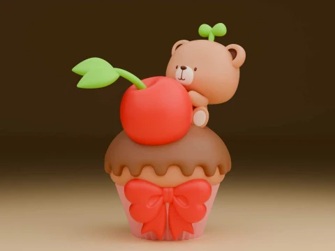 Bear and cup cake 3D Принт Модель