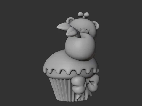 Bear and cup cake 3D Print Model