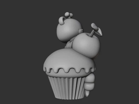 Bear and cup cake 3D Print Model