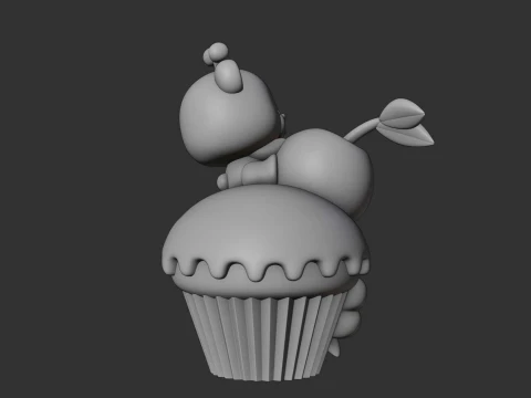 Bear and cup cake 3D Print Model