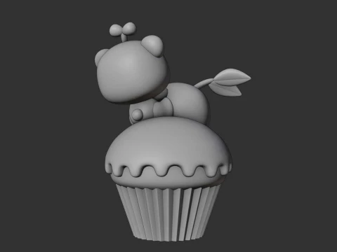 Bear and cup cake 3D Print Model