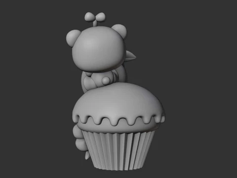 Bear and cup cake 3D Print Model