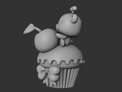 Bear and cup cake 3D Print Model