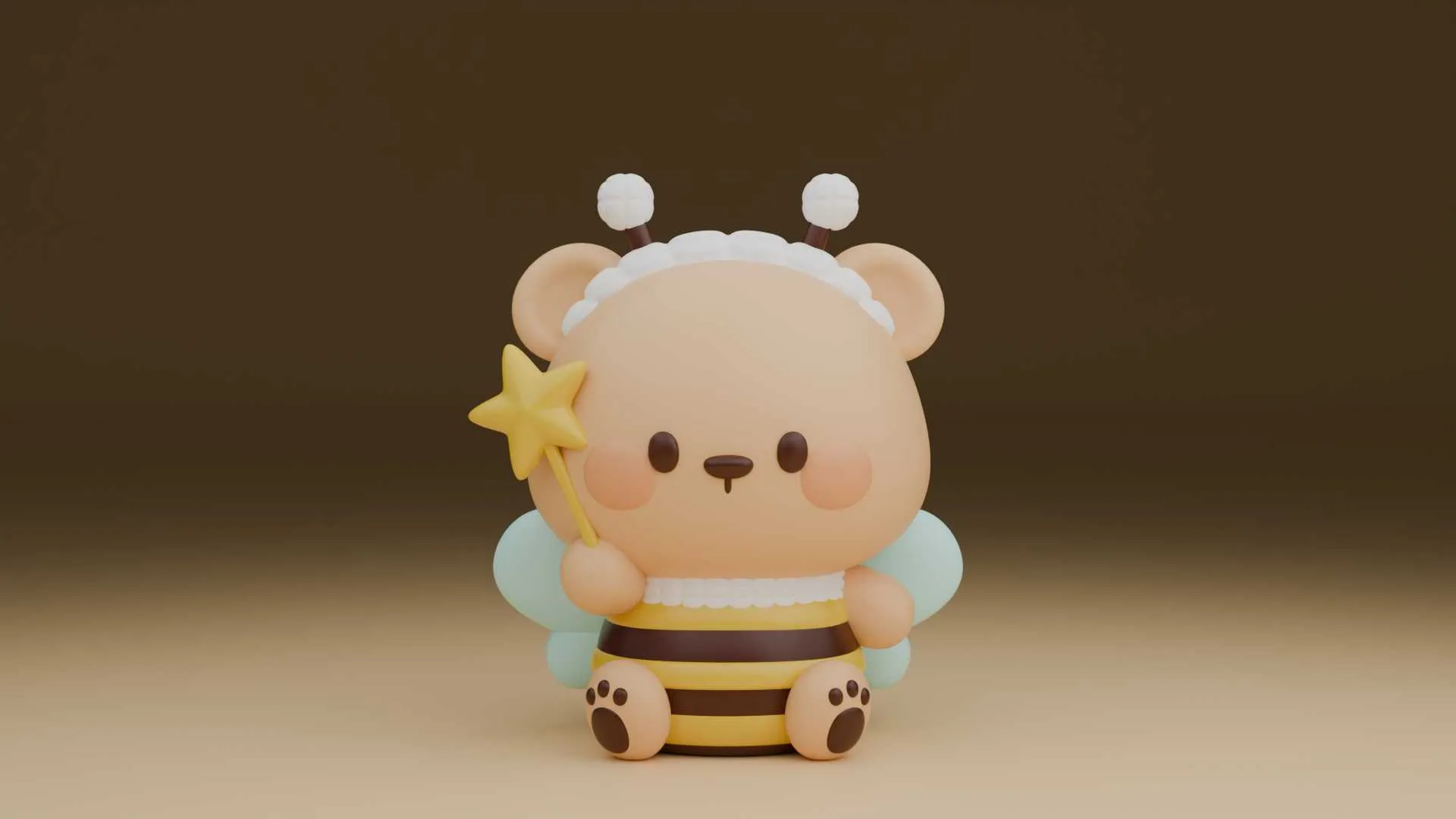 Bee bear 3D Print Model .c4d .max .obj .3ds .fbx .stl .blend 