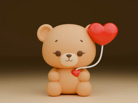 Valentine bear Model Cetak 3D