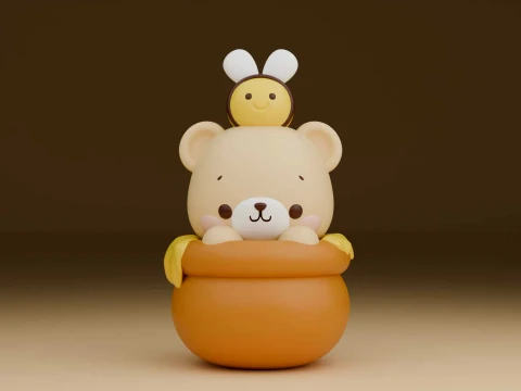 Honey bear and bee 3D Принт Модель