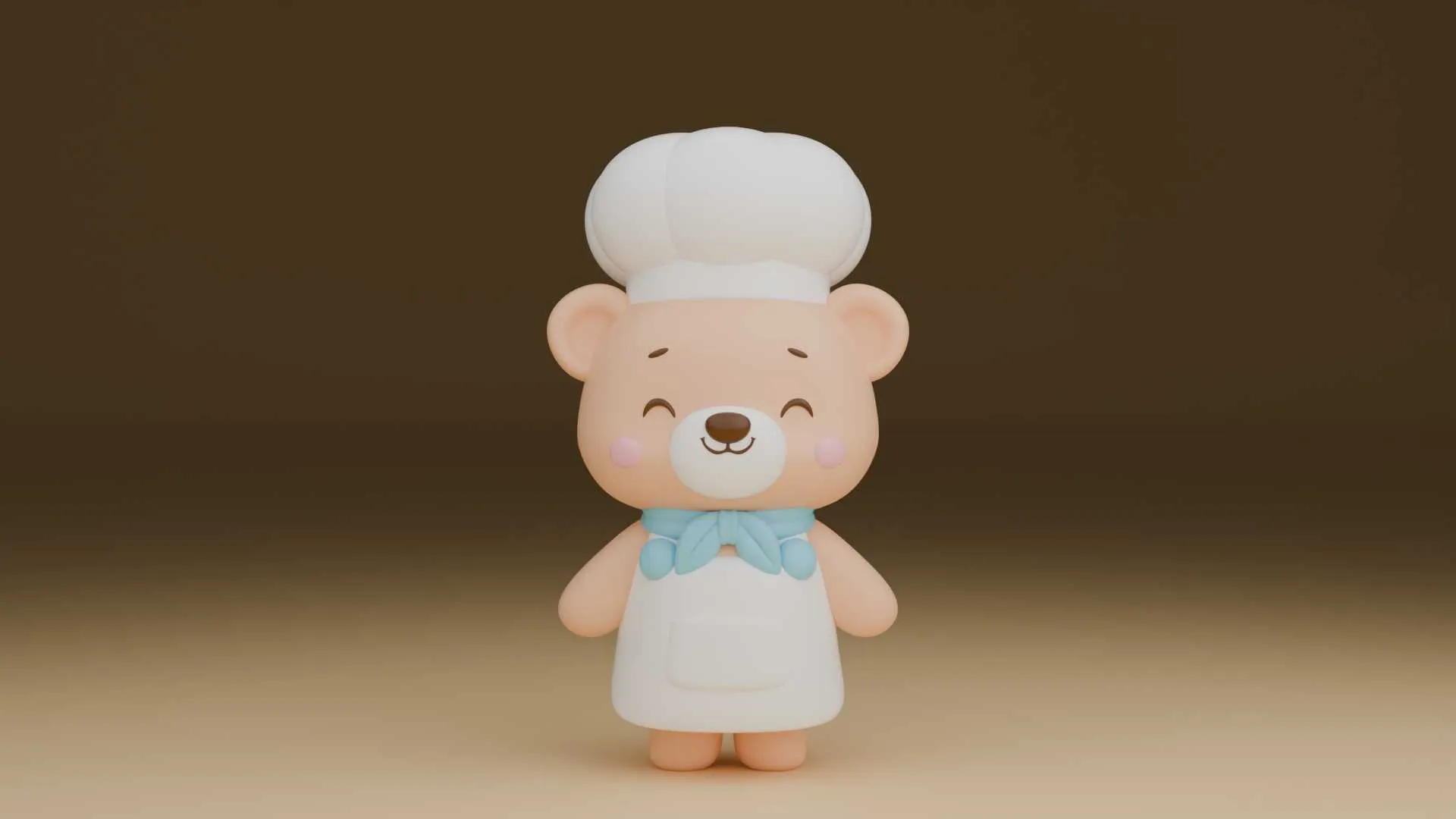Chef bear 3D Print Model .c4d .max .obj .3ds .fbx .stl .blend 