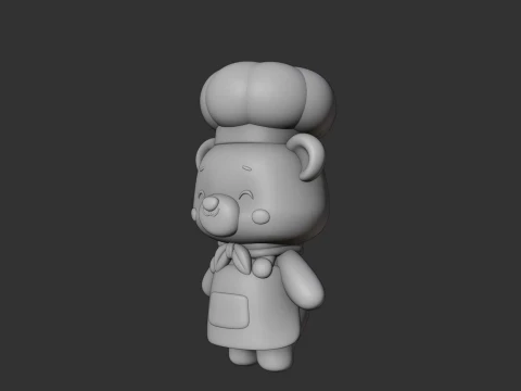 Chef bear 3D Print Model