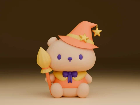 Hallowen bear wizard 3D Print Model