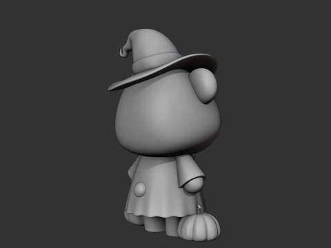 Hallowen bear wizard and pumpkin 3D Print Model