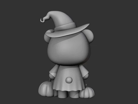 Hallowen bear wizard and pumpkin 3D Print Model