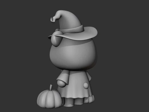 Hallowen bear wizard and pumpkin 3D Print Model