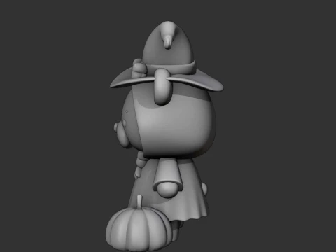 Hallowen bear wizard and pumpkin 3D Print Model