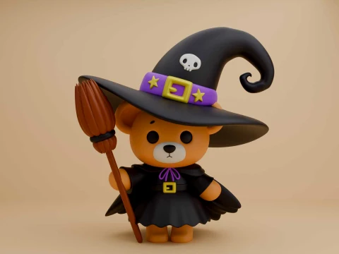 Hallowen bear wizard 3D Print Model