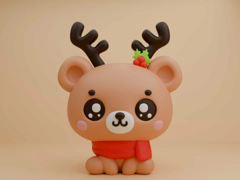 Christmas deer bear 3D Print Model