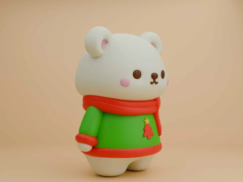 Christmas bear figure 3D Print Model